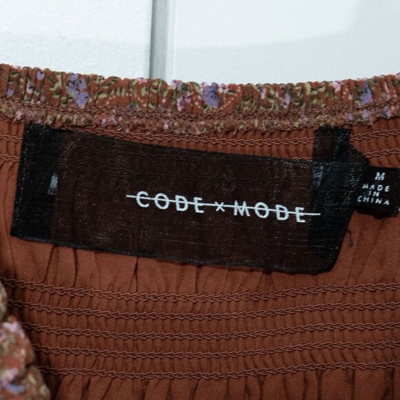 Code x Mode Peasant Dress Milk Maid Liberty Floral Hippie 70s Brown Autumn Maxi - Picture 8 of 15